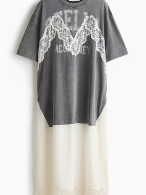 Stella McCartney x H&M Gray T-Shirt Slip Lace Dress